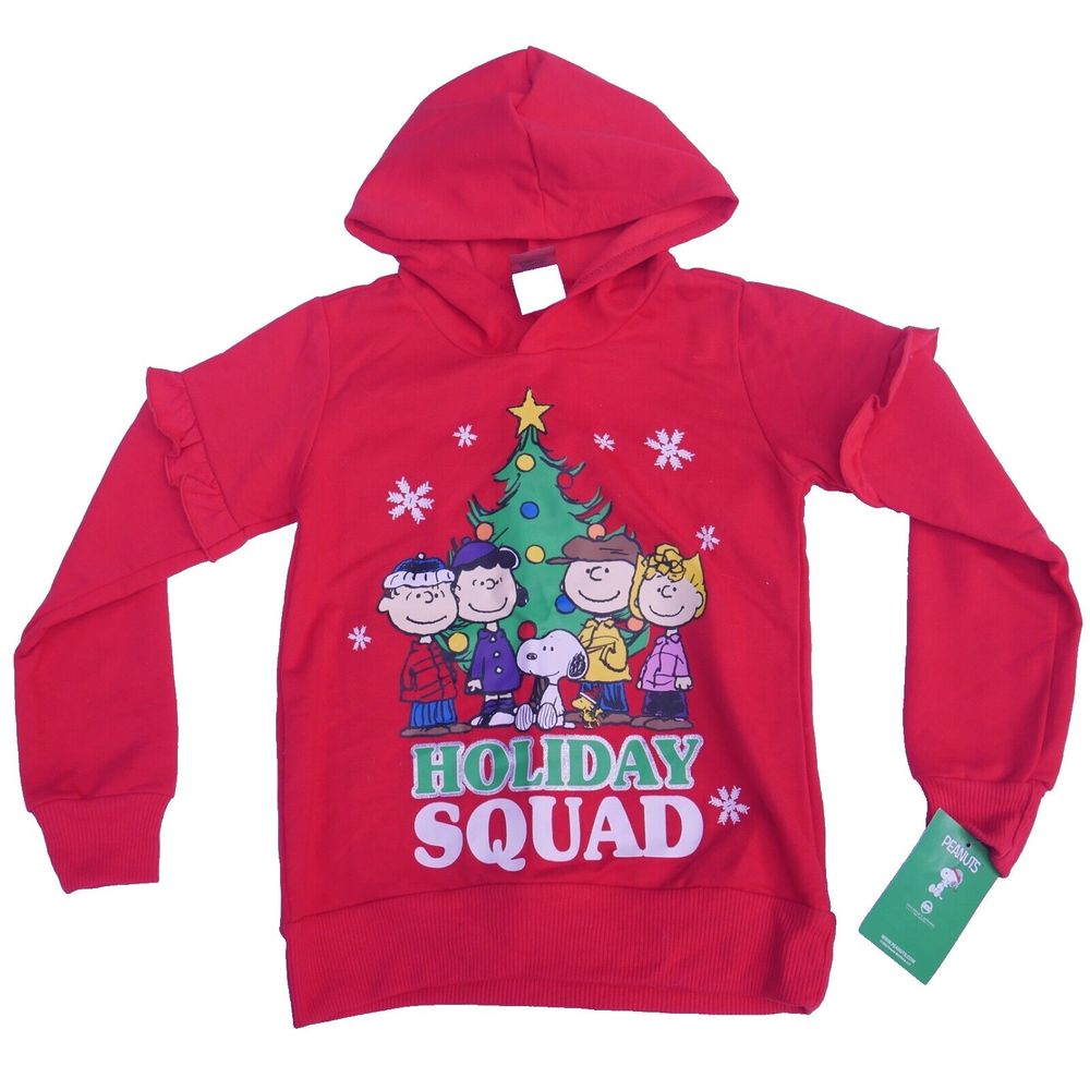 Snoopy Peanuts Holiday Squad Red KIDS Sweatshirt Hoodie Size 10 NEW Christmas
